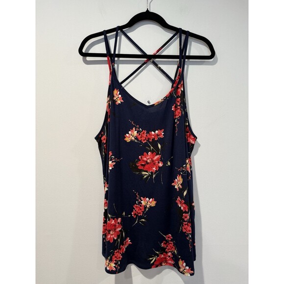 NEW Stitch Fix Tank Top Womens 3X Navy Floral Stretch Travel Bloom Romantic - Picture 1 of 6